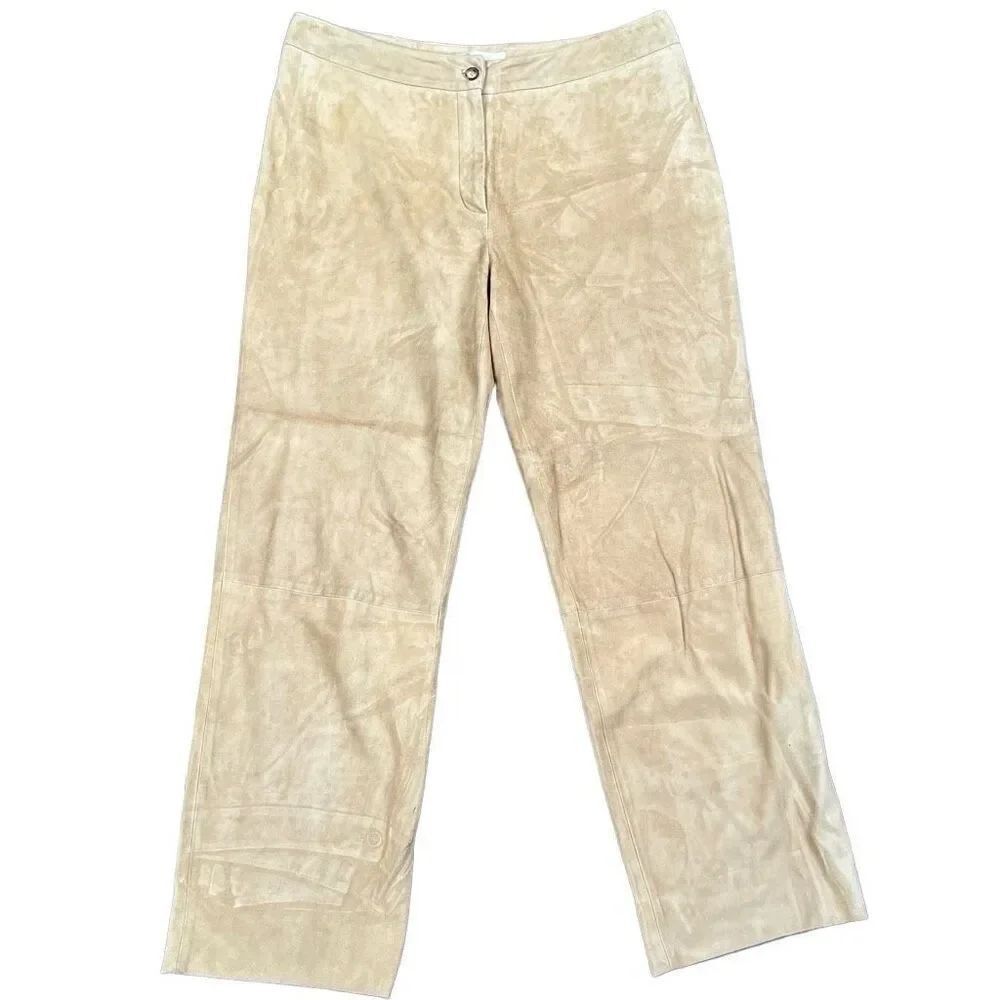 S Max Mara Women’s Tan Leather Lined Pants 14